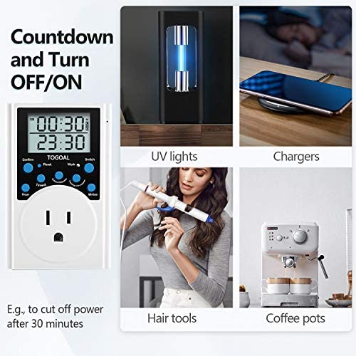 Digital Infinite Repeat Cycle Timer Plug with Countdown and 24 Hour Daily on-Off Programs for Electrical Outlets 4 Digital Infinite Repeat Cycle Timer Plug with Countdown and 24 Hour Daily on-Off Programs for Electrical Outlets - Image 4