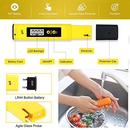 2 Pack pH Meter and TDS Meter, 0.05 pH High Accuracy Tester Pen, ± 2% Readout Accuracy Digital Water Quality Filter Pen, 0-9990ppm, Ideal Water Purity Test for Drinking Water, Aquariums, Hydroponics 5 2 Pack pH Meter and TDS Meter, 0.05 pH High Accuracy Tester Pen, ± 2% Readout Accuracy Digital Water Quality Filter Pen, 0-9990ppm, Ideal Water Purity Test for Drinking Water, Aquariums, Hydroponics - Image 5
