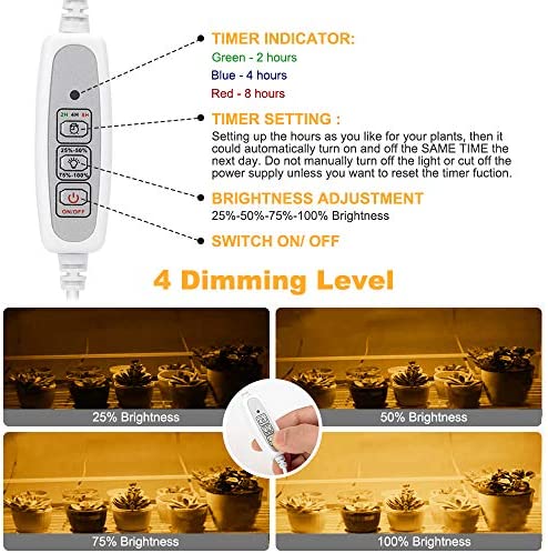 Mosthink LED Plant Grow Light Strips Full Spectrum for Indoor Plants with Auto ON/Off Timer, 48 LEDs / 4 Dimmable Levels, Sunlike Grow Lamp for Hydroponics Succulent, 2 Pack 2 Mosthink LED Plant Grow Light Strips Full Spectrum for Indoor Plants with Auto ON/Off Timer, 48 LEDs / 4 Dimmable Levels, Sunlike Grow Lamp for Hydroponics Succulent, 2 Pack - Image 2