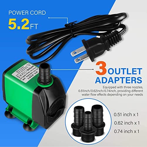 Simple Deluxe 10ft High Lift 800GPH 24W Submersible Pump (3000L/H) with 3 Size Nozzles for Fish Tank, Pond, Aquarium, Statuary, Hydroponics, Fountain, Green 6 Simple Deluxe 10ft High Lift 800GPH 24W Submersible Pump (3000L/H) with 3 Size Nozzles for Fish Tank, Pond, Aquarium, Statuary, Hydroponics, Fountain, Green - Image 6