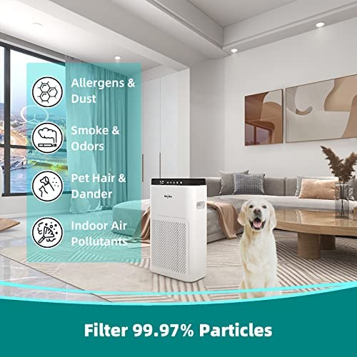 Hejiko Air Purifiers for Home Large Room,1200 sq ft, 5 Stage Filtration System, H13 True HEPA with Washable Filter, Remove 99.97% Allergens, Dust, Pet Hair, Pollen, Smoke, Air Quality Sensor, 20dB 4 Hejiko Air Purifiers for Home Large Room,1200 sq ft, 5 Stage Filtration System, H13 True HEPA with Washable Filter, Remove 99.97% Allergens, Dust, Pet Hair, Pollen, Smoke, Air Quality Sensor, 20dB - Image 4