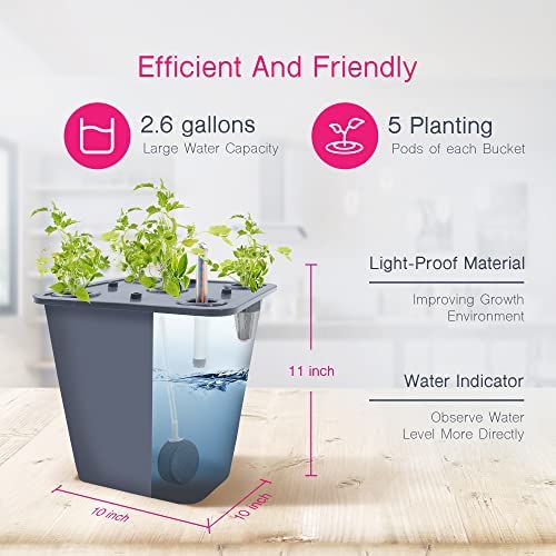Lawnful 2 Hydroponic Buckets Kit for Plants, Hydroponics Growing System for Herbs/Tomato/Vegetables, DWC System with Air Pump & Germination Tray (Complete Indoor Hydroponic Gardening Supplies) 2 Lawnful 2 Hydroponic Buckets Kit for Plants, Hydroponics Growing System for Herbs/Tomato/Vegetables, DWC System with Air Pump & Germination Tray (Complete Indoor Hydroponic Gardening Supplies) - Image 2
