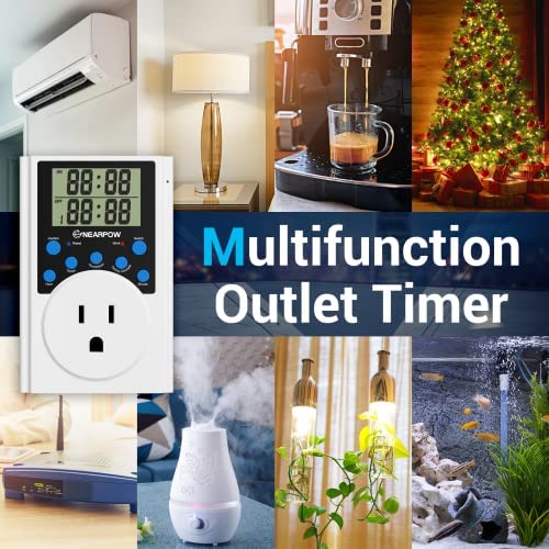 Timer Outlet, Nearpow Multifunctional Infinite Cycle Programmable Plug-in Digital Timer Switch with 3-Prong Outlet for Appliances, Energy-Saving Timer, 15A/1800W 6 Timer Outlet, Nearpow Multifunctional Infinite Cycle Programmable Plug-in Digital Timer Switch with 3-Prong Outlet for Appliances, Energy-Saving Timer, 15A/1800W - Image 6