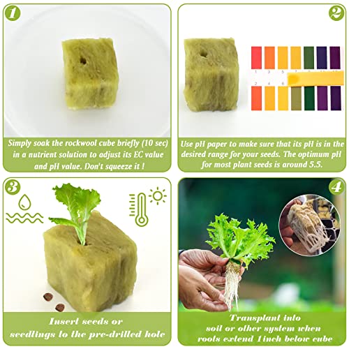 Halatool 1 Inch Garden Rockwool Stonewool Rockwool Grow Cubes Starter Plugs for Soilless Cultivation Clone Plants Hydroponics Germination Start (4 Sheets) 3 Halatool 1 Inch Garden Rockwool Stonewool Rockwool Grow Cubes Starter Plugs for Soilless Cultivation Clone Plants Hydroponics Germination Start (4 Sheets) - Image 3