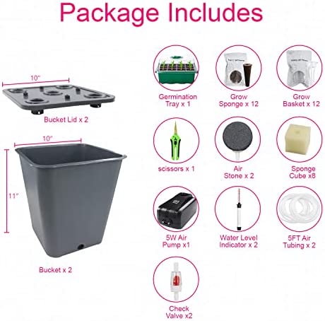Lawnful 2 Hydroponic Buckets Kit for Plants, Hydroponics Growing System for Herbs/Tomato/Vegetables, DWC System with Air Pump & Germination Tray (Complete Indoor Hydroponic Gardening Supplies) 4 Lawnful 2 Hydroponic Buckets Kit for Plants, Hydroponics Growing System for Herbs/Tomato/Vegetables, DWC System with Air Pump & Germination Tray (Complete Indoor Hydroponic Gardening Supplies) - Image 4