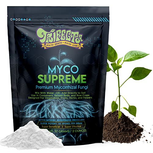 Mycorrhizal Fungi Root Enhancer for Plants - Bigger, Stronger, Healthier Roots, Use in Soil and Mycorrhizae Hydroponic - Super 20X Concentrated - Trifecta Myco Supreme (57 Grams / 2 OZ) 1 hydroponic additives