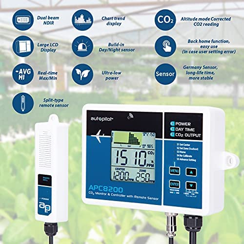 Autopilot APC8200 CO2 w/15' Remote Sensor Monitor & Controller, Blue 2 Autopilot APC8200 CO2 w/15' Remote Sensor Monitor & Controller, Blue - Image 2
