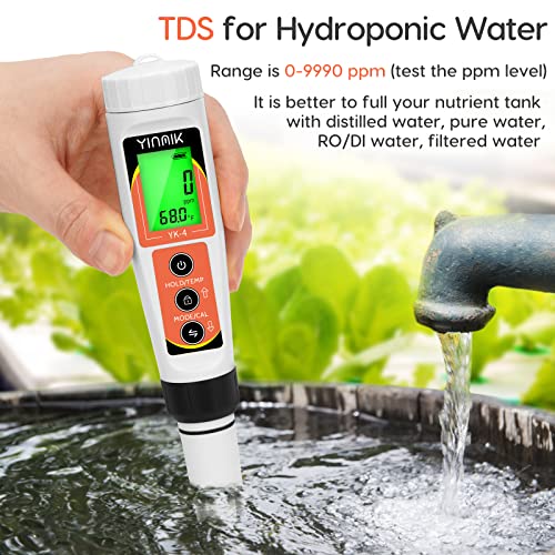 YINMIK PH Meter, Digital 4 in 1 PH EC TDS Temp Meter for Hydroponics 5 YINMIK PH Meter, Digital 4 in 1 PH EC TDS Temp Meter for Hydroponics - Image 5