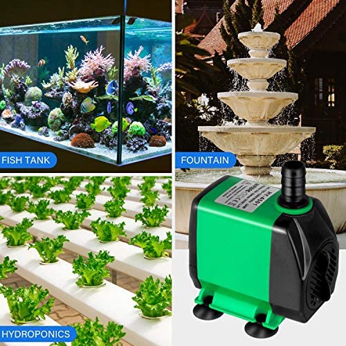 Simple Deluxe 10ft High Lift 800GPH 24W Submersible Pump (3000L/H) with 3 Size Nozzles for Fish Tank, Pond, Aquarium, Statuary, Hydroponics, Fountain, Green 7 Simple Deluxe 10ft High Lift 800GPH 24W Submersible Pump (3000L/H) with 3 Size Nozzles for Fish Tank, Pond, Aquarium, Statuary, Hydroponics, Fountain, Green - Image 7