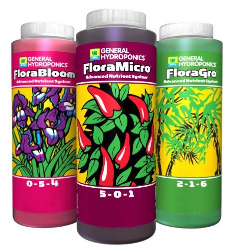 GH General Hydroponics Flora Series: FloraGro, FloraBloom, FloraMicro 16oz 1 hydroponic nutrients
