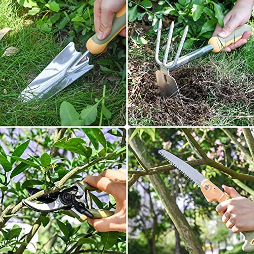 Garden Tool Set, WisaKey 9 Piece Stainless Steel Heavy Duty Green Gardening Tools with Non-Slip Ergonomic Handle, Durable Garden Tool Bag, Ideal Gardening Hand Tools, Gardening Gifts for Women and Men 8 Garden Tool Set, WisaKey 9 Piece Stainless Steel Heavy Duty Green Gardening Tools with Non-Slip Ergonomic Handle, Durable Garden Tool Bag, Ideal Gardening Hand Tools, Gardening Gifts for Women and Men - Image 8