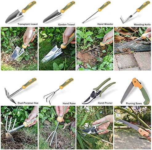 Garden Tool Set, WisaKey 9 Piece Stainless Steel Heavy Duty Green Gardening Tools with Non-Slip Ergonomic Handle, Durable Garden Tool Bag, Ideal Gardening Hand Tools, Gardening Gifts for Women and Men 3 Garden Tool Set, WisaKey 9 Piece Stainless Steel Heavy Duty Green Gardening Tools with Non-Slip Ergonomic Handle, Durable Garden Tool Bag, Ideal Gardening Hand Tools, Gardening Gifts for Women and Men - Image 3
