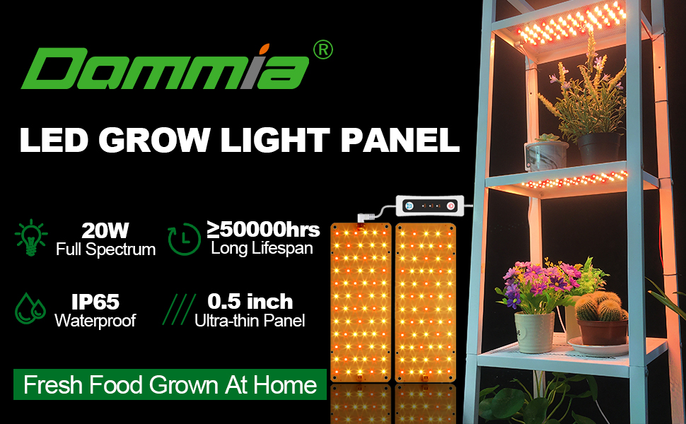 DOMMIA Grow Lights for Indoor Plants, 20W Full Spectrum LED Grow Light with Auto ON & Off Timer, 132 LEDs Sunlike Plant Light for Hydroponics, Succulents & More, Easy to Assemble(2Pcs) 9 grow lights for indoor plants