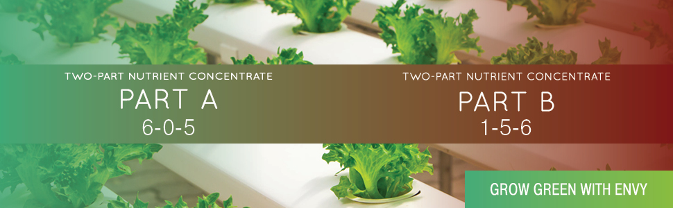 ENVY Part A (6-0-5) & Part B (1-5-6) - Two-Part Base Nutrients for Hydroponics, Soil & Coir (A/B Combo) (Quarts) 8 envy hydroponic nutrients general hydroponics advanced nutrients liquid plant food nutrients veggies