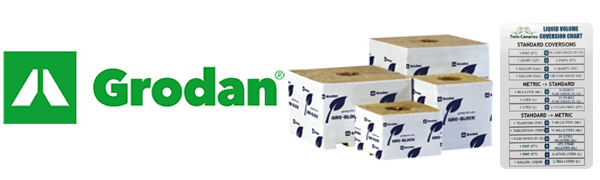Grodan 1.5" Rockwool Starter Mini-Blocks + Twin Canaries Chart (30 Blocks) 3 Grodan Improved Gro Blocks Twin Canaries Chart