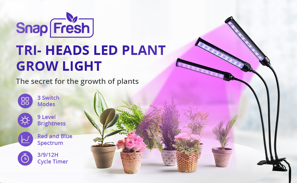 Grow Light for Indoor Plants - Adjustable Gooseneck Growing Light Strip W/9 Dimmable Red Blue Spectrum 3 Modes Auto ON/Off 3/9/12H Timer for Flower Greenhouse Veg Hydroponic Succulent Potted Growth 9 Grow Light for Indoor Plants - Adjustable Gooseneck Growing Light Strip