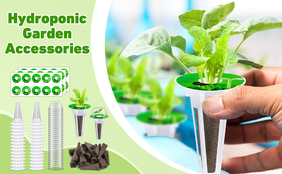 Hydroponic Garden Accessories Pod Kit Including Grow Baskets Transparent Insulation Lids Plant Grow Sponges Labels for Seed Starting System (120 Pieces) 7 1