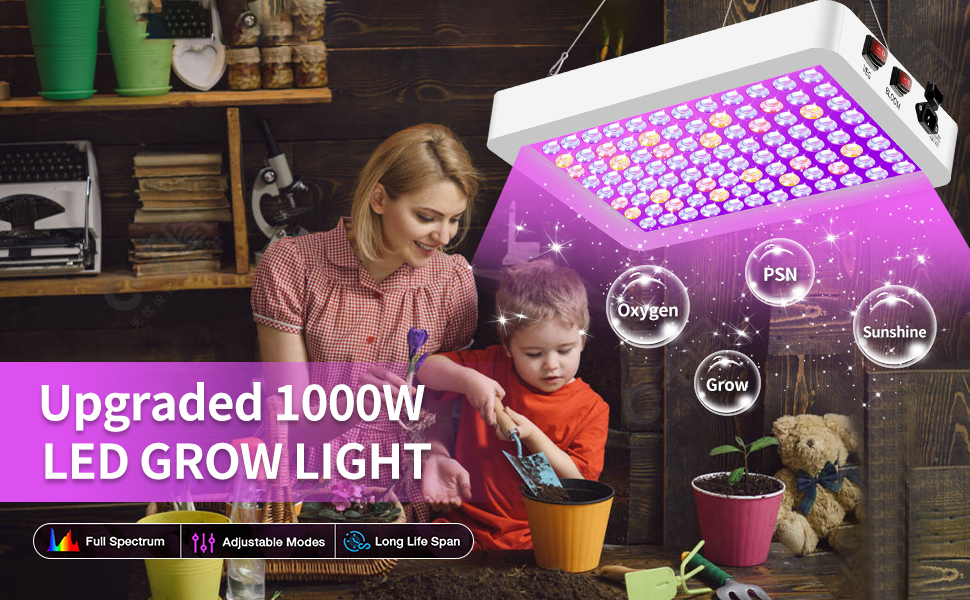 LUYIMIN Upgraded 1000W LED Grow Lights with Dual Switch 9 LED GROW LIGHT 1000W