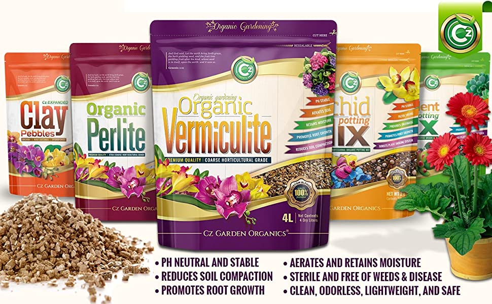 Organic Coarse Vermiculite - Made in USA for All Indoor/Outdoor Plants & Organic Gardens - Horticultural Soil Amendment Additive Conditioner Grow Media for Hydroponics, Mushroom Cultivation and more! 10 Vermiculite Bags
