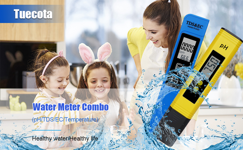 PH and TDS Meter Combo, Tuecota Digital ph Water Tester, 3-in-1 TDS Temperature & EC Meter, Digital Water Tester, Ultrahigh Accuracy Water Quality Tester for Drinking Water, Hydroponics, Aquarium etc 9 pH and TDS Meter