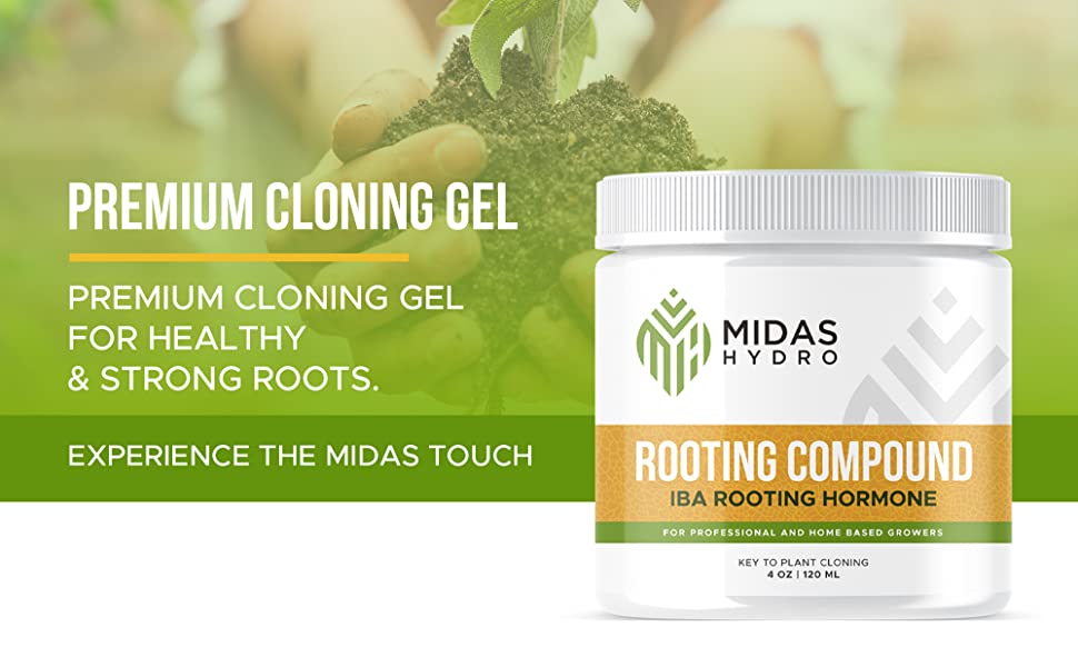 Rooting Gel for Cuttings – IBA Rooting Hormone - Cloning Gel for Strong Clones - Key to Plant Cloning - Midas Products Rooting Gel Hormone for Cuttings 4oz - for Professional and Home Based Growers 9 rootng hormone get for cuttings cloning gel for clippings growing products