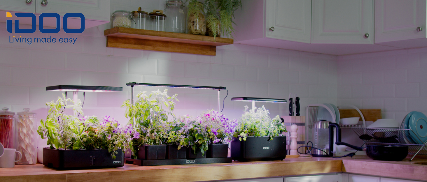 iDOO Hydroponics Growing System, 10 pods Indoor Herb Garden with LED Grow Light, Auto Timer Smart Garden, Water Shortage Alarm, 15'' Height Adjustable, 4.5L Water Tank 10 hydroponics growing system