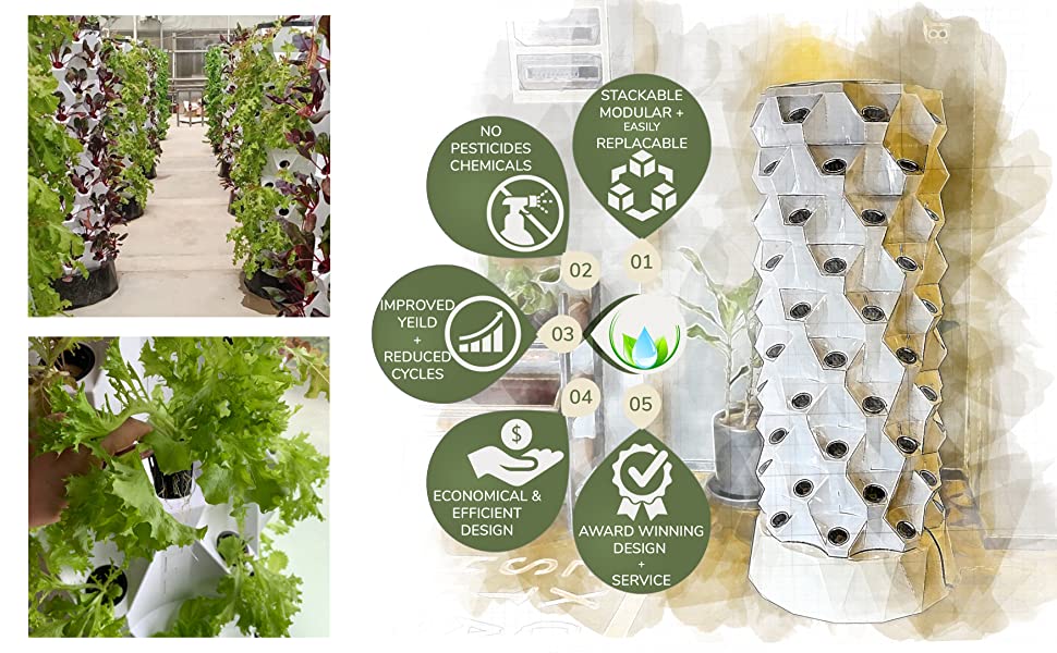 Aquaponics Hydroponics Tower Garden Herbs Net Pots Nutrabinns Nutraponics Fruits Vegetables NFT 