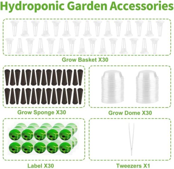 121 Pcs Seed Pod Kit for AeroGarden, Hydroponics Garden Accessories for Hydroponic Growing System, Grow Anything Kit with 30 Grow Sponges, 30 Grow Baskets, 30 Pod Labels, 30 Grow Domes, 1 Tweezer - Image 5