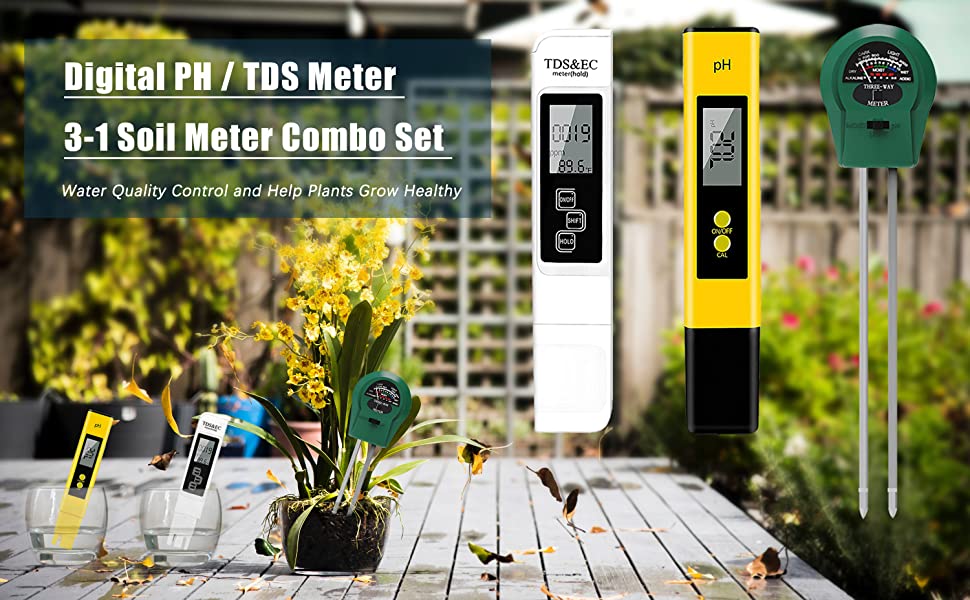 PH Meter, TDS PPM Meter, 3 in 1 Soil PH Tester